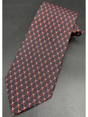 University of Virginia Cavaliers Men's Tie REPP 100% Silk UVA V Sabers Logo EUC